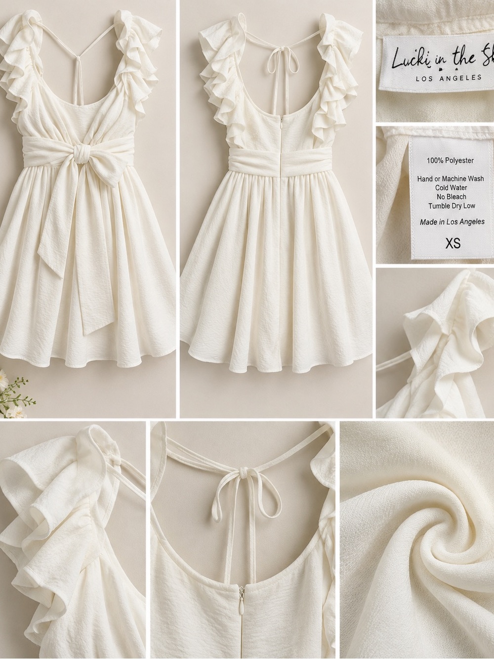 Lucy in the Sky Ivory Ruffle Bow-Front Girls Formal Dress